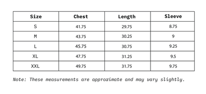 Size Chart of Men Regular Fit Shirt Half Sleeves in inches