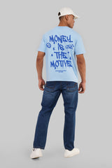 Money Is The Motive Powder Blue Printed T-Shirt