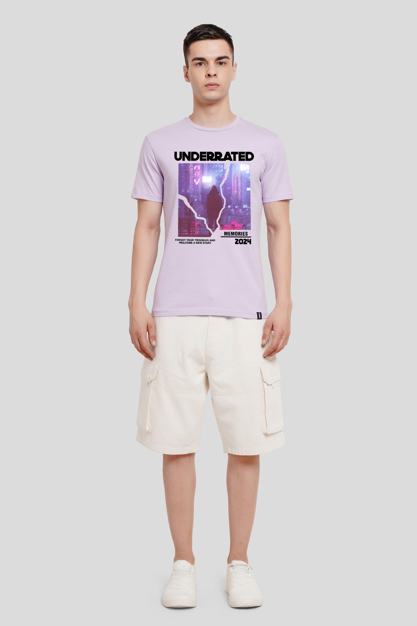 Cityscape Dreams Lilac Printed T-Shirt