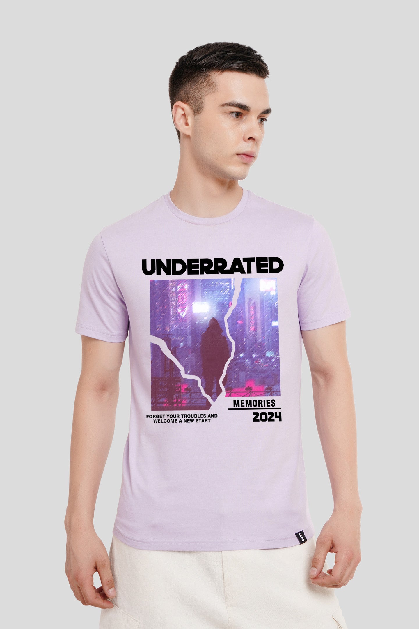 Neo Memory 2024 Lilac Printed T Shirt Men Regular Fit With Front Design Pic 1