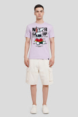 Never Give Up Lilac Printed T-Shirt