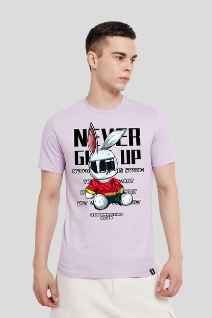 Never Give Up Lilac Printed T-Shirt