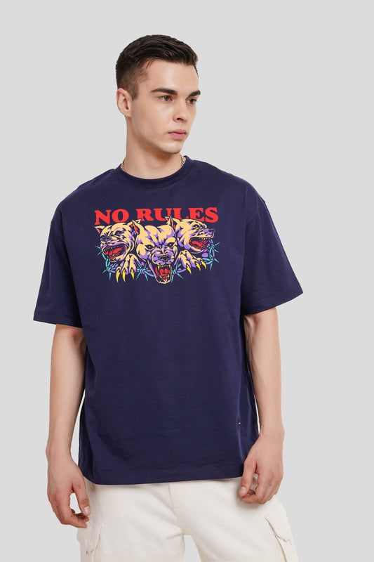 No Rules Navy Blue Printed T-Shirt