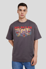 No Rules Dark Grey Printed T-Shirt