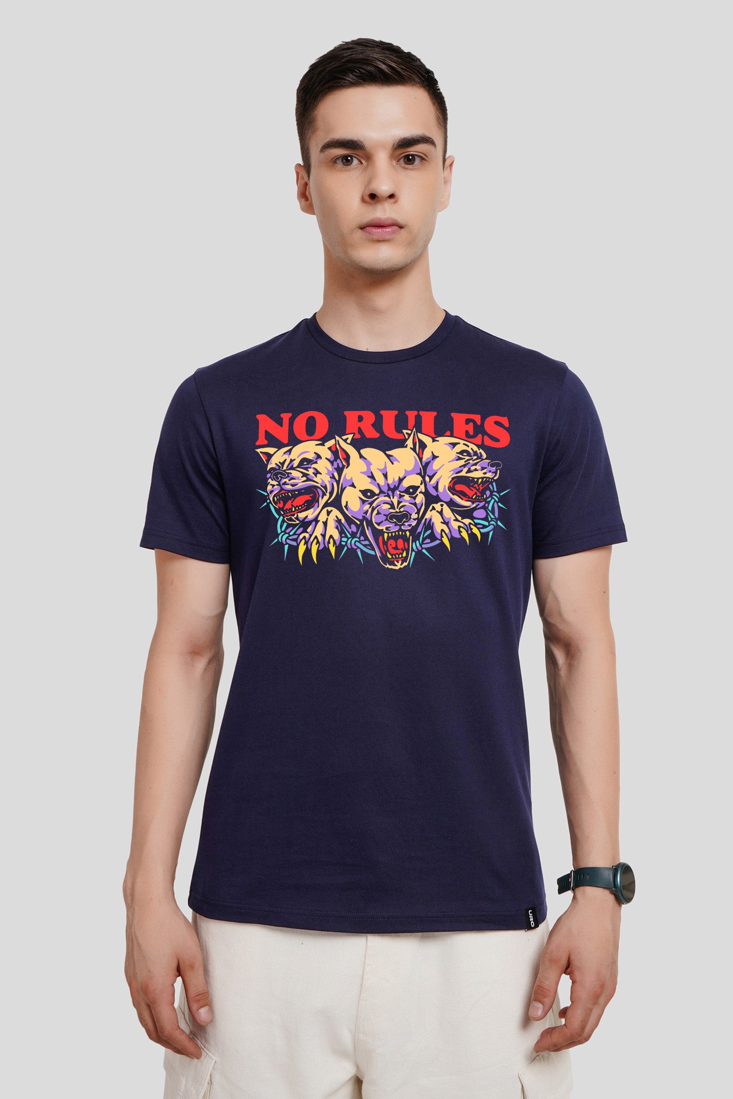 No Rules Navy Blue Printed T-Shirt