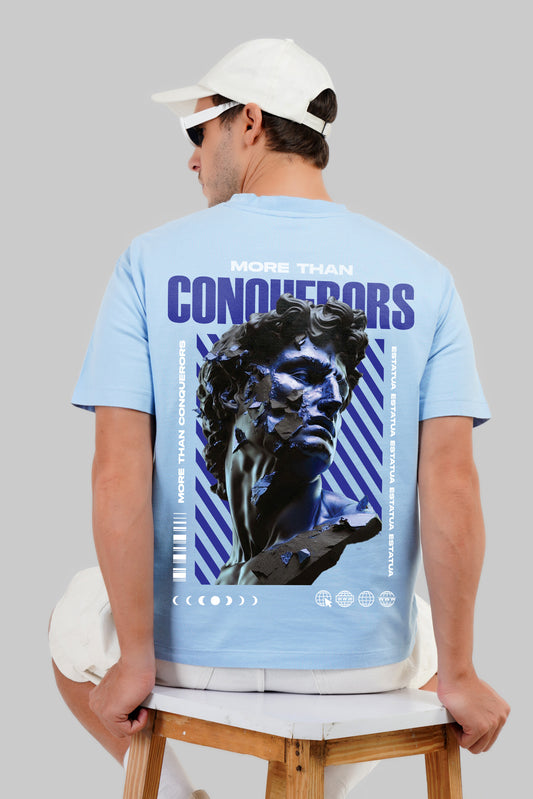 More Than Conquerors Powder Blue Printed T-Shirt Pic 1