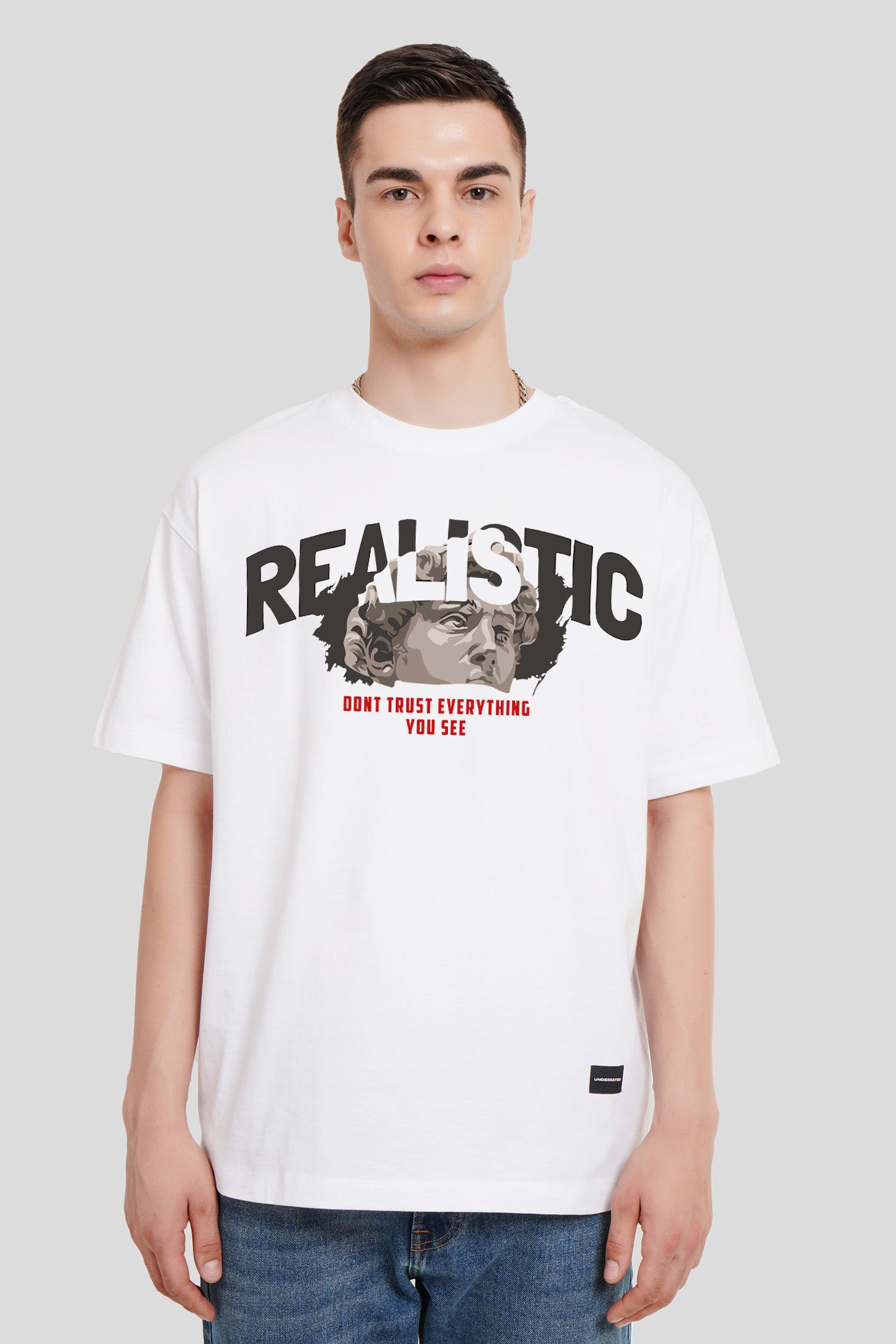 Realistic White Printed T-Shirt