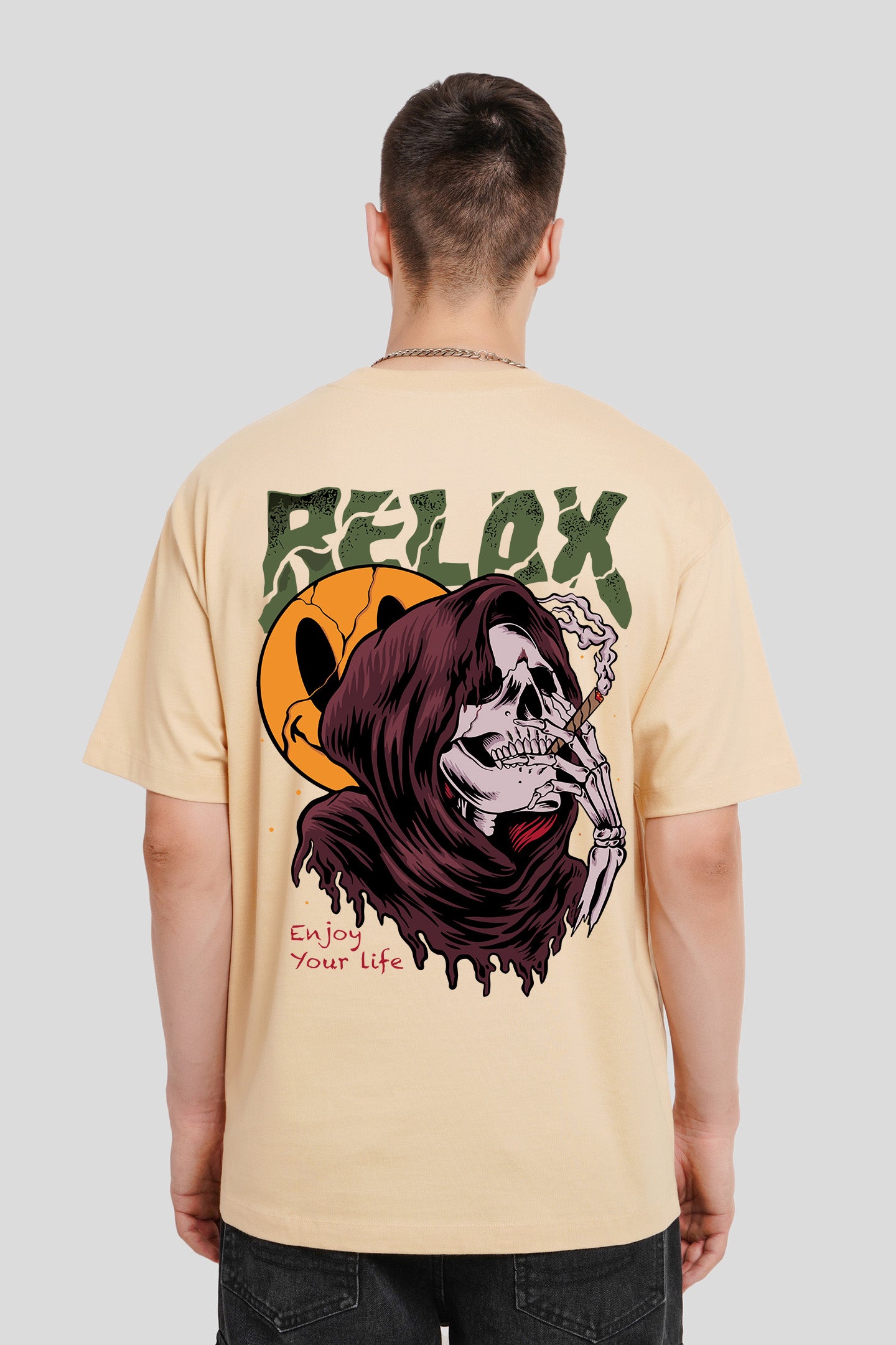 Relax Beige Printed T-Shirt