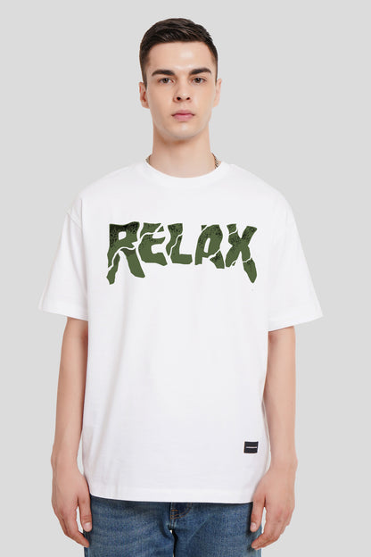 Relax White Printed T-Shirt Men Oversized Fit