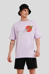 Rocketo Lilac Printed T Shirt Men Oversized Fit With Front Design Pic 1