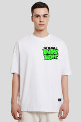 Social Introvert White Printed T Shirt Men Baggy Fit With Front And Back Design Pic 1