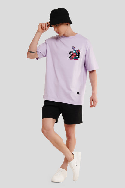 Street 23 Lilac Printed T Shirt Men Oversized Fit With Front And Back Design Pic 1