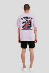 Street 23 Lilac Printed T Shirt Men Oversized Fit With Front And Back Design Pic 2