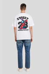 Street 23 White Printed T Shirt Men Oversized Fit With Front And Back Design Pic 5