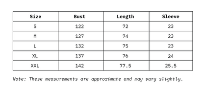 Size Chart Of Women Baggy Fit T-Shirt in cm